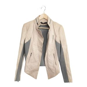 Cut25 tan leather cropped jacket